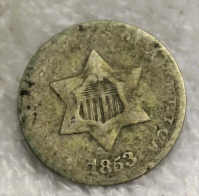 three cent silver 1853 - Image 1 of 2