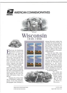 Panel conmemorativo USPS #539 WISCONSIN MNH 32c BLOQUE/4 - Imagen 1 de 1