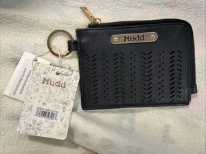 Neu mit Etikett MUDD Damen kleine schwarze vegane Leder-Geldbörse mit Reißverschluss Geld, Ausweis, Münzen Etui - Bild 1 von 6