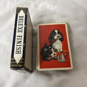 Vintage Deluxe Finish Pinochle Playing Cards Cocker Spaniel Dogs Paint Can Red - Picture 1 of 5