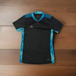 Adidas Men's Adipro 20 Aeroready Goalkeeper Shirt Short Sleeve Black Aqua Sz M - Picture 1 of 7