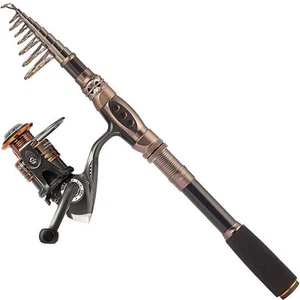 Fishing Rod and Reel Combos Carbon Fiber Telescopic Fishing Rod with Reel Com... - Picture 1 of 8