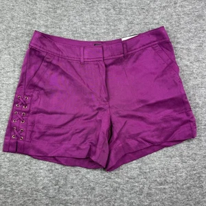 Pantaloncini corti White House Black Market 5" dettagli stringati vita alta viola taglia 4 nuovi - Foto 1 di 5