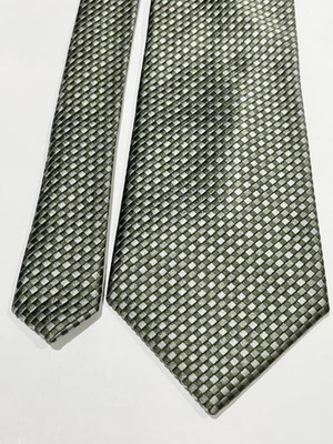 Corbata Croft & Barrow 100 % seda verde oliva gris corbata geométrica para hombre Foto 1 de 4