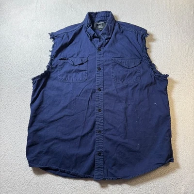 ROADWEAR by Buffalo Outdoors Sleeveless Button Down XL Distressed Punk Rock Emo - Image 1 of 4
