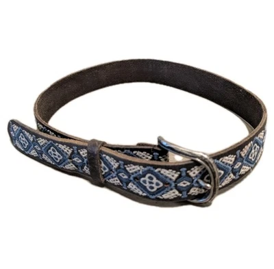 Cinturón de Cuero Marca Lucky Talla Pequeña Azul Bordado Western Boho Vtt Look 41" Foto 1 de 4