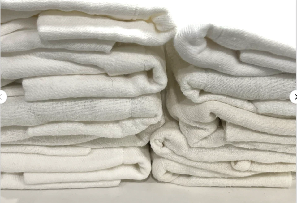 "Lote de colección de 10 pañales tipo preplegado de tela de algodón ~ trapos de pulido 17"" x 12""" Foto 1 de 4