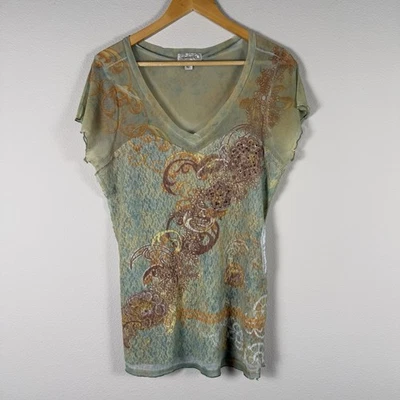 Top de encaje adornado manga corta para mujer XL hada duende romántico femenino boho Foto 1 de 4