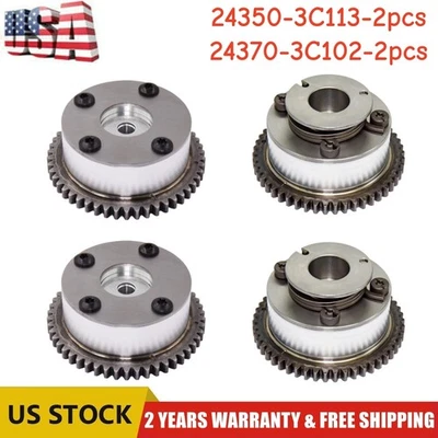 4x VVT Camshaft Phasers Intake & Exhaust 24350-3C113 24370-3C102 For Hyundai Kia - Image 1 of 4