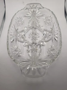 Vassoio vintage ANCHOR HOCKING vetro pressato trasparente diviso due sezioni relish 10" - Foto 1 di 2