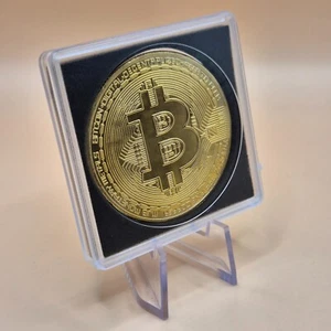 BITCOIN Münze Gold | BTC Coin Kryptomünze | inkl. Präsentationsrahmen - Bild 1 von 5