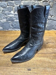 Men’s Justin Cowboy Vintage Western Boots Black Self Stitching Uppers Size 9.5D - Picture 1 of 8