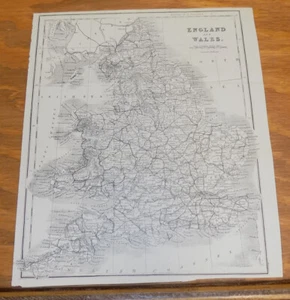 c1900 Antique Map///ENGLAND AND WALES, Includes Railroad Lines - Picture 1 of 1