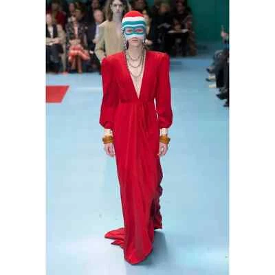 Gucci hammered matt enver satin maxi dress flame black IT42 - Image 1 of 4