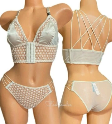 Victorias Secret Set LUXE Triángulo Starburst Bralette Sujetador Tanga Panty Champagne Foto 1 de 2