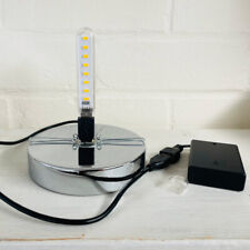 Chrome LED Lamp Base for Mini Gas Pump Globe USB powered with 3xAA battery box