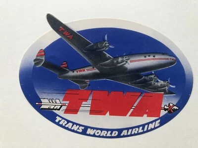 Bagagem/etiqueta de bagagem vintage TWA Airlines com "Connie" Constellation Plane  - Imagem 1 de 2
