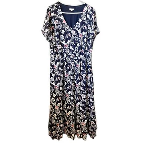 J. Jill Floral Midi Short Sleeve Dress - Size 1X - Picture 1 of 4