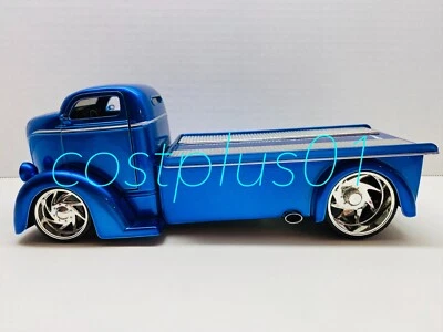 JADA D RODS 1947 福特 COE 滑床 1: 24 蓝色 TOW 卡车  — 第 1/4 张图片