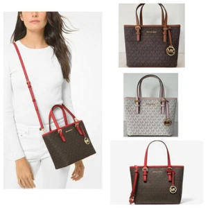 Michael Kors Jet Set Travel MK LOGO XS Top Zip Convertible Tote Crossbody Bag - Picture 1 of 80