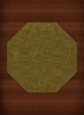 Green Transitional Hand Hooked Diamonds Criss-Cross Area Rug Geometric DV11 - Image 1 of 2