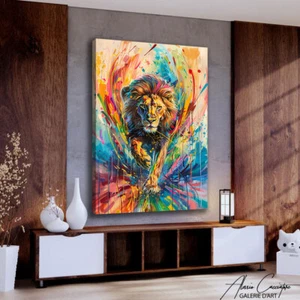 Lion Canvas Wall Art Framed Contemporary Modern Colorful Wall Decor Pop Art - Picture 1 of 10
