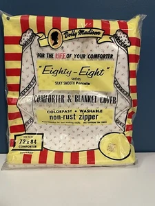 Vtg Dolly Madison Percale Comforter Cover Full 72”x84” White & Pink Floral NOS - Picture 1 of 9