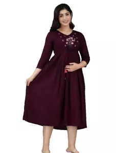Nursing gown breast feeding maternity classic dress with zip & lace size L - Picture 1 of 3
