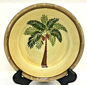 West Palm by Home Trends Salad Plate Palm Tree Bamboo Border - Picture 1 of 4