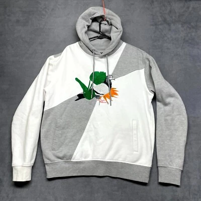 Moletom com capuz Staple Pigeon masculino cinza médio branco manga longa cordão - Imagem 1 de 4