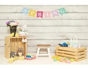 Spring Happy Easter Vinyl Backdrop 10' x 6.5' Photography Photos Pictures Large! - Picture 1 of 3