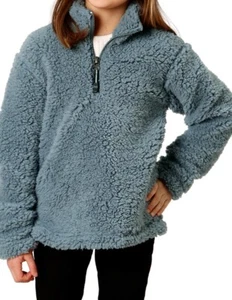 Roper Western Sweatshirt Girls Solid Fleece Blue 03-298-0250-6196 BU - Picture 1 of 2