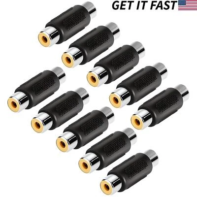 10pcs RCA Coupler AV Audio Video Female to Female Jack Adapter Connector - Image 1 of 4