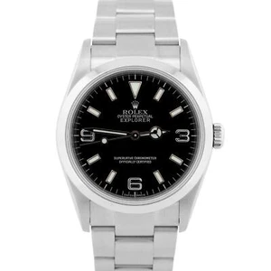 Rolex Explorer I Black 36mm 3-6-9 REHAUT Stainless Steel Automatic Watch 114270 - Picture 1 of 10