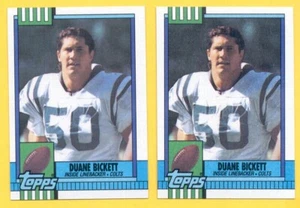 1990 Topps DUANE BICKETT Indianapolis Colts Card Lot both Disclaimer Versions - Imagen 1 de 2