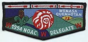 ORDEN OF THE FLEW FLAP - WENASA QUENHOTAN - OA LODGE # 23 - S17 - NOAC 1994 - Imagen 1 de 1