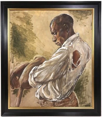 PINTURA MODERNISTA ESCENA AMERICANA años 40-1950 hombre afroamericano trabajador negro Foto 1 de 4