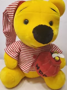 Vintage Winnie the Pooh Plush Stuffed Teddy Bear in PJ’s with Honey Pot 17" Tall - Picture 1 of 9