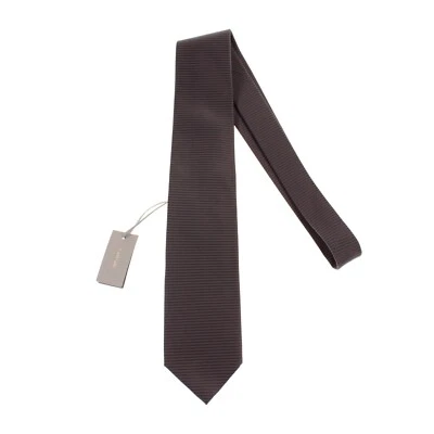 Corbata Tom Ford NUEVA CON ETIQUETAS 100 % seda en marrón con mini rayas grises hecha en Italia Foto 1 de 4
