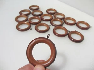 Wooden Curtain Rings Holder Hangers Loops Wood Late Vintage / Retro 2.5"W - Picture 1 of 8