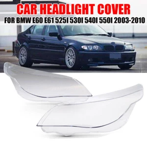 Pair Headlight Cover Lens Lampshade Clear For BMW E60 E61 525i 530i 2003-2010 - Picture 1 of 9