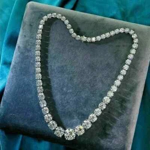 Gorgeous 22 Ct Round-Cut Lab Created Diamond Tennis Necklace 14K White Gold Over - Picture 1 of 4