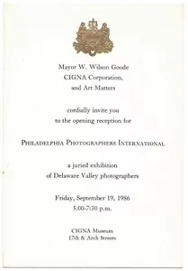 1986 CIGNA Corp Art Matters Philadelphia Fotografi Mostra Invito GG - Foto 1 di 2