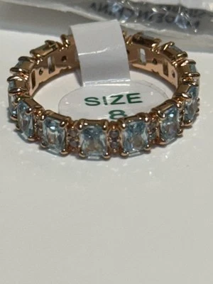 Bomb Party Ring Sz 8 All In The Fine Details Aquamarine Cz Rose Gold - Image 1 of 2
