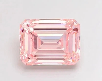 2 Ct Emerald Cut Fancy Pink Color Lab Grown Loose CVD Diamond VVS1 Gemstone1Gift - Image 1 of 4