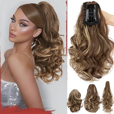 14" Real Ponytail Claw Clip in As Human Hair Extension Pony Tail Thick Hairpiece - Image 1 of 4