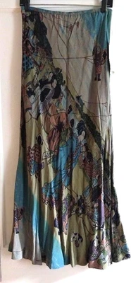 Nueva Maxi Falda Citron Santa Monica Seda Motivo Asiático XL (Ver Medidas) Foto 1 de 4