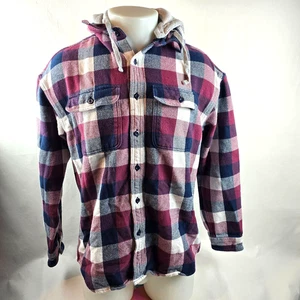 American Eagle Hemd Herren Medium rot blau Flanell Hoodie kariert Knopfleiste Outdoor - Bild 1 von 8