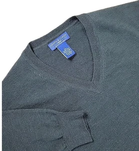 Joseph & Lyman Sweater Mens Large BLACK Merino Wool Italian V Neck Pullover - Picture 1 of 7