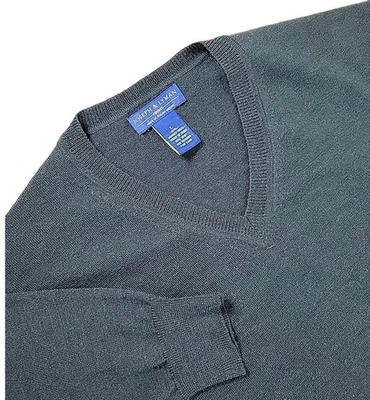 Suéter Joseph & Lyman Para Hombre Grande NEGRO Lana Merino Italiano Cuello en V Pullover Foto 1 de 4